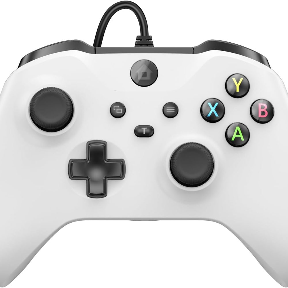 Kamylorus Wired Controller for X-BOX/PC, Hall Effect Joysticks&Triggers Gamepad with Turbo, 3.5mm Headphone Jack/Dual Vibration, Compatible with X-BOX One/S/X, X-BOX Series S/X, PC, IOS, Android Platforms(White, 7.2ft)