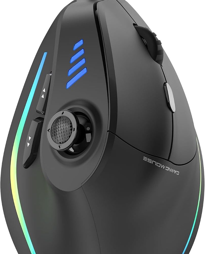 TRELC Wired Gaming Mouse with 5 D Rocker, 10000 DPI/11 Programmable Buttons, Vertical Ergonomic Mouse with On-Board Memory, Optical Computer Mice for PC/Laptop/E-Sports/Gamer
