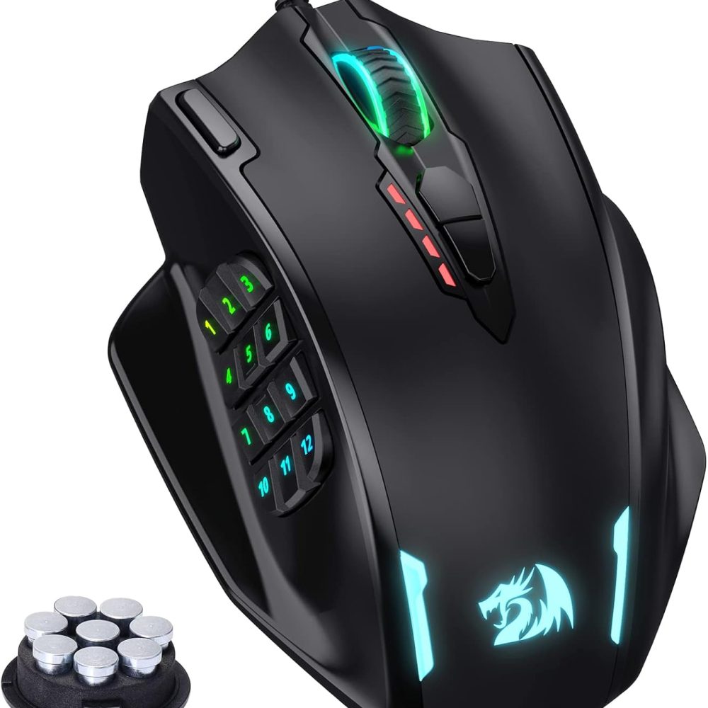 Redragon M908 Wired MMO RGB Gaming Mouse 12400 DPI Remapping Keys